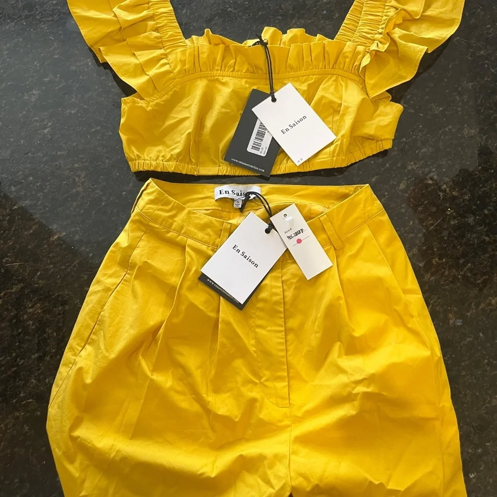 En Saison Yellow Short Set NWT Size S - Picture 2 of 10